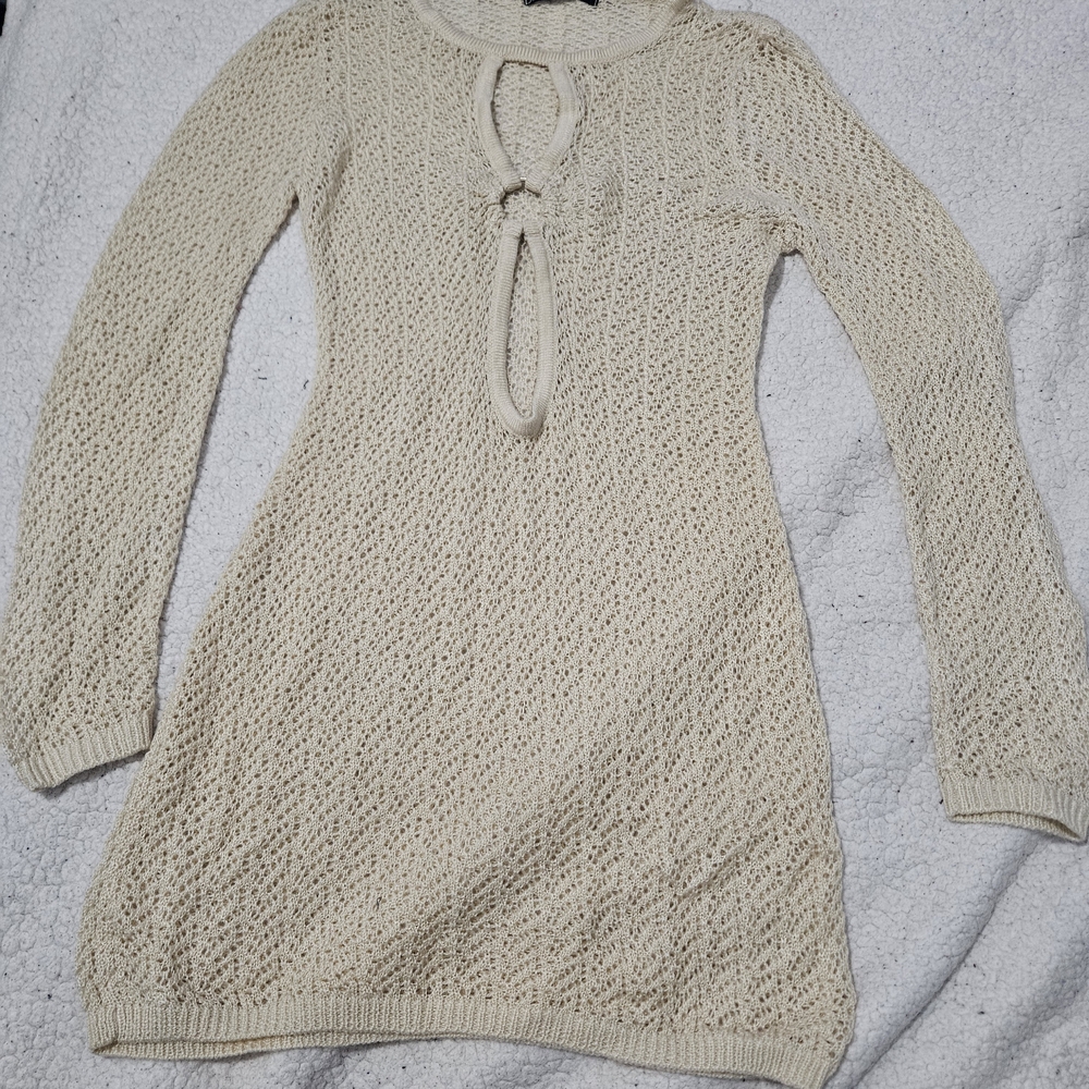 Chic Cream Knit Swim Coverup